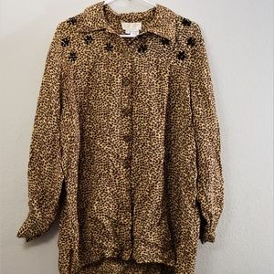 Cache Animal Print Brown Blouse